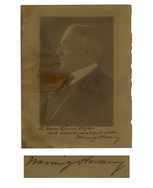 Warren Harding Large Signed Photo Measuring 9'' x 11.75''